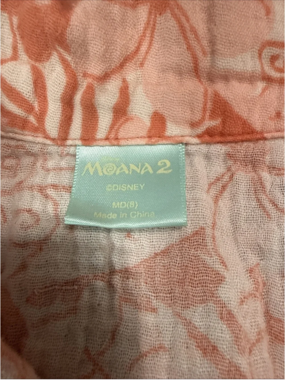 Disney Moana2 Girls 2 Piece 100% Cotton Summer Outfit Top Sz8 Bottom Sz 4/5